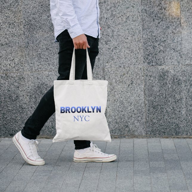 Bolsa Tote Bairros de Nova Iorque Brooklyn com gradiente azul (Criador carregado)
