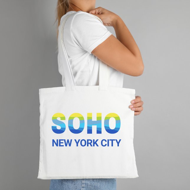 Bolsa Tote Bairros de Nova Iorque de SOHO azuis e amarelas (Criador carregado)