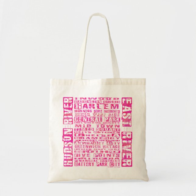 Bolsa Tote Bairros de NYC Rosa Quente (Frente)