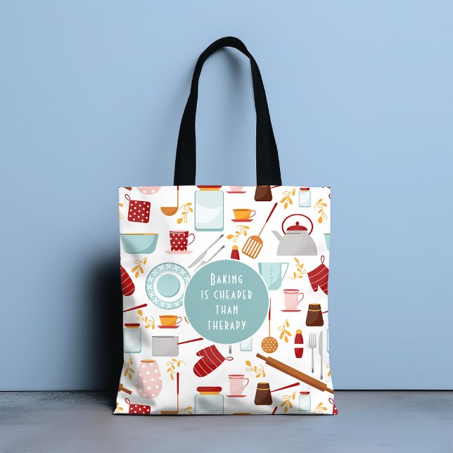 Bolsa Tote Baking mais barato do que Therapy Funny Kitchen Bl (Criador carregado)