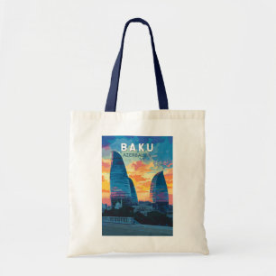 Bolsa Tote Baku Azerbaijão Viagem Art Vintage