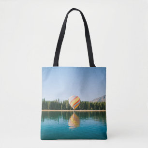 Bolsa Tote Balão de ar quente amarelo, vermelho e azul próx