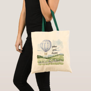 Bolsa Tote Balão de ar quente branco roxo e lavanda