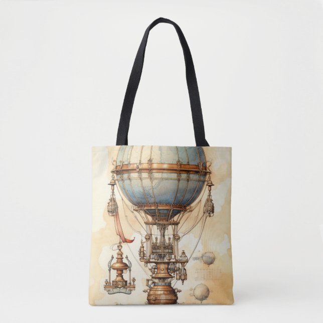 Bolsa Tote Balão de Ar Quente Steampunk (3) (Frente)