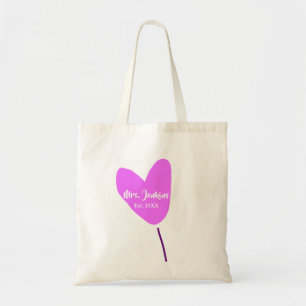 Bolsa Tote balão de coração rosa Sra adicionar nome est. Adic