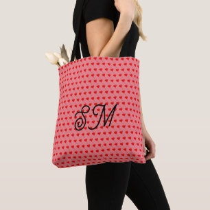 Bolsa Tote Balão Divertido Coração Vermelho Mongram Rosa Esta