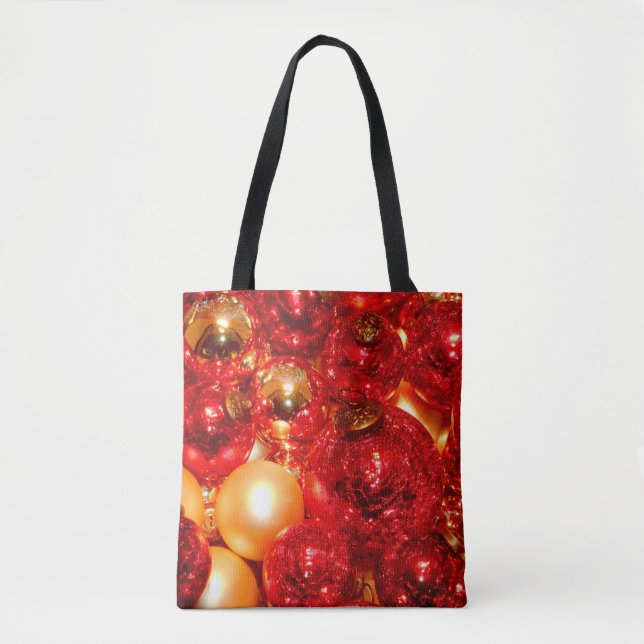 Bolsa Tote Balas de Decoração de Vidro Vermelho Natal (Frente)