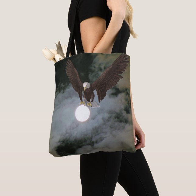 Bolsa Tote Bald Eagle Full Moon Night Fantasy (Close Up)