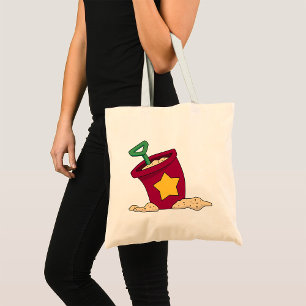 Bolsa Tote Balde de Areia Vermelho com Estrela e Pá