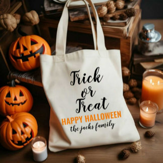 Bolsa Tote balde personalizado, truque personalizado ou trata