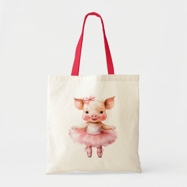 Bolsa Tote Balé de dança de bailarina de porco (Frente)