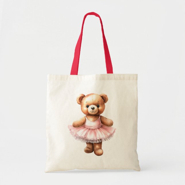 Bolsa Tote Balé de dança de bailarina de ursinho (Frente)