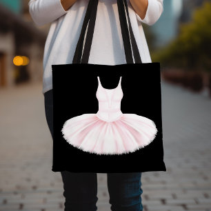 Bolsa Tote Balé minimalista Tutu rosa e preto