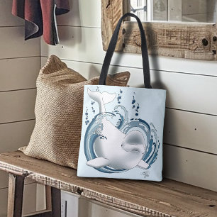 Bolsa Tote Baleia Beluga Azul