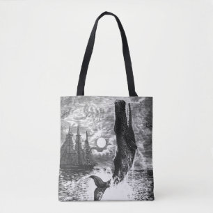 Bolsa Tote Baleia-Cachalote Emergindo, Animais de Vida Marinh