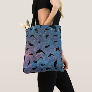 Bolsa Tote baleia de tubarão-sombra na galáxia gradiente