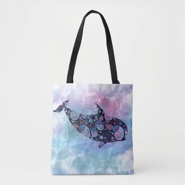 Bolsa Tote Baleia decorativa da silhueta (Frente)