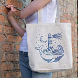 Bolsa Tote Baleia-Farol<br><div class="desc">Ilustração desenhada à mão por linha de baleia de farol.</div>