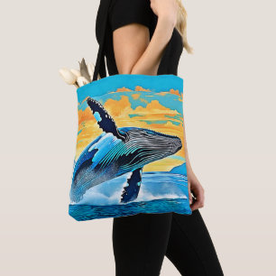 Bolsa Tote Baleia Jubarte Salto Liberdade Oceano Design