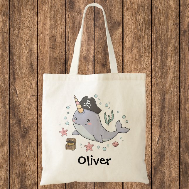 Bolsa Tote Baleia Narval Pirata Fofa (Criador carregado)