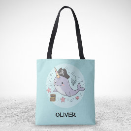 Bolsa Tote Baleia-Narval Pirata Fofa