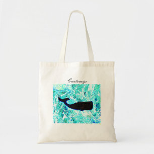 Bolsa Tote baleia negra de arte popular