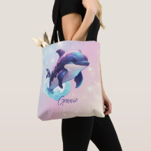 Baleia Orca Kawaii Personalizada Azul e Rosa