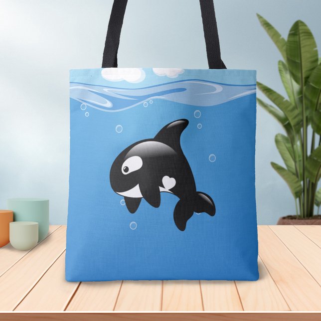 Bolsa Tote Baleia Orca no Oceano (Criador carregado)