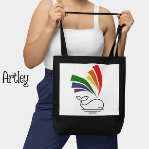 Bolsa Tote Baleia Orgulho gay do Arco Colorida Feliz