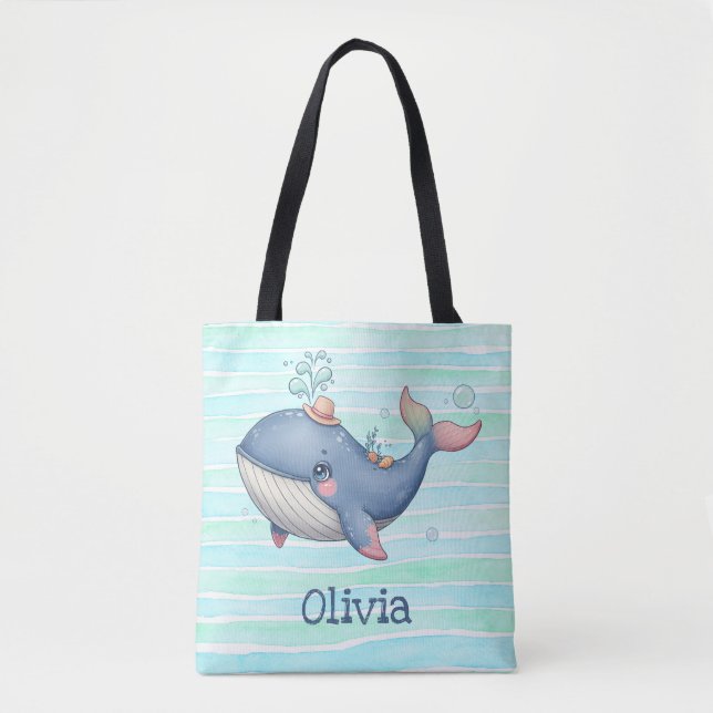 Bolsa Tote Baleia Pequena Fofa e Excêntrica (Frente)