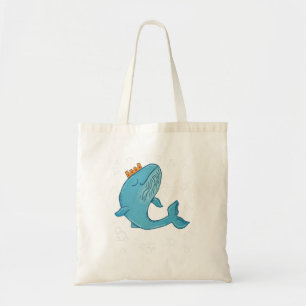 Bolsa Tote Baleia Rei com Coroa Arte Popular Oceânica Capri