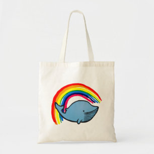 Bolsa Tote baleias, animais, desenhos animados, arco-íris