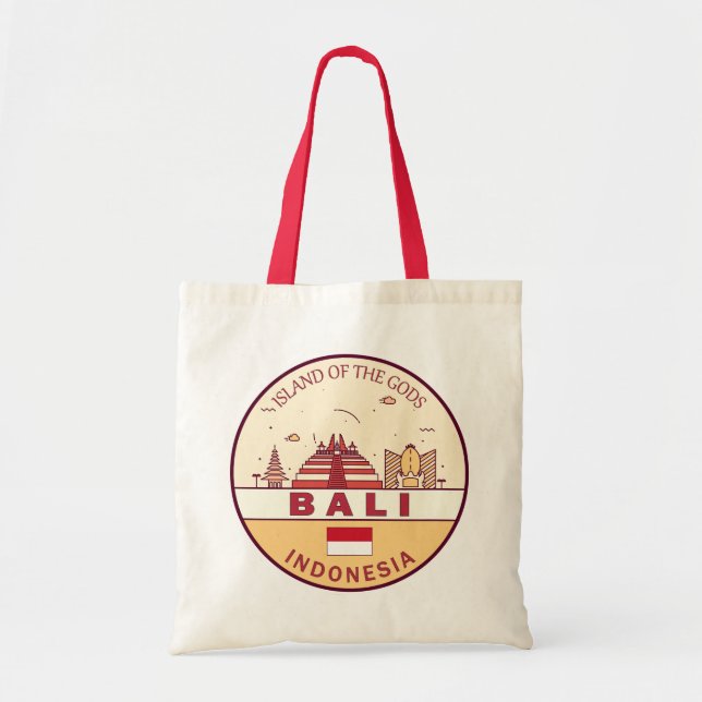 Bolsa Tote Bali Indonesia Skyline Emblem (Frente)