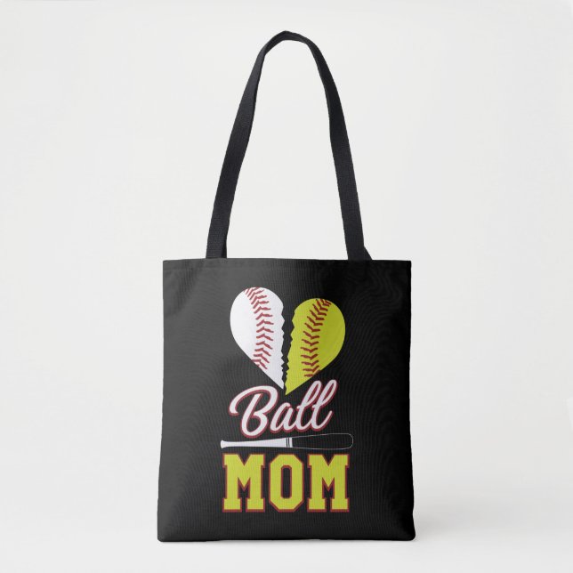 Bolsa Tote Ball Mãe Baseball Sofball Mãe (Frente)