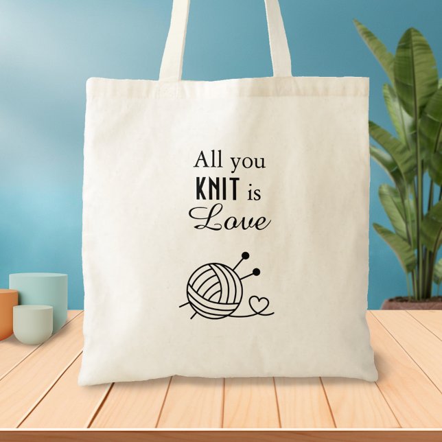 Bolsa Tote Ball of Knitting Yarn All You Knit is Love (Criador carregado)