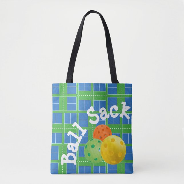Bolsa Tote Ball Sack for Picklebolas - Azul e Verde (Frente)