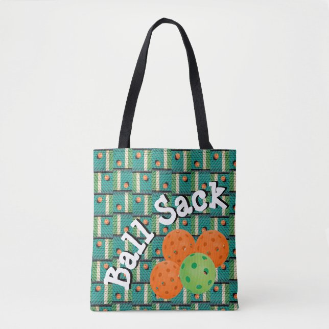 Bolsa Tote Ball Sack for Picklebolas - Teal, Laranja e Verde (Frente)