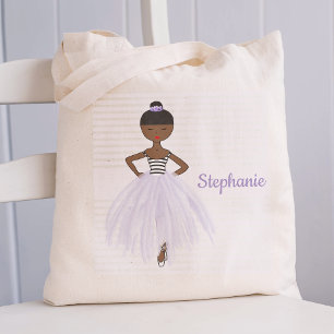 Bolsa Tote Ballerina Afro-Americana Personalizada em Roxo