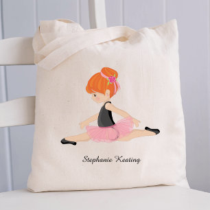 Bolsa Tote Ballerina de Cabelo Vermelho Personalizada a Rosa