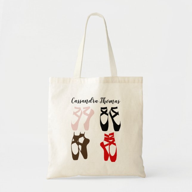Bolsa Tote Ballerina Feet on Pointe DIY Colors Silhouettes  (Frente)
