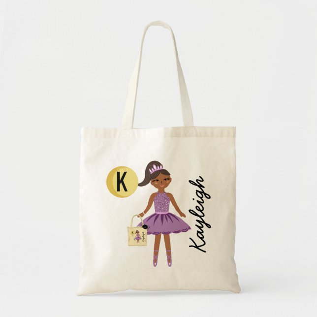 Bolsa Tote Ballerina Princesa Halloween Tratamento Monograma  (Frente)