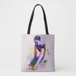 Bolsa Tote Ballerina, Rosa, Aquarela Arte Contemporânea