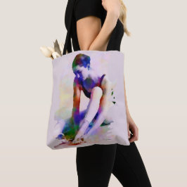 Bolsa Tote Ballerina, Rosa, Aquarela Arte Contemporânea