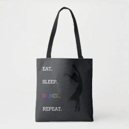 Bolsa Tote Ballerina Silhouette Dance Quote Preto