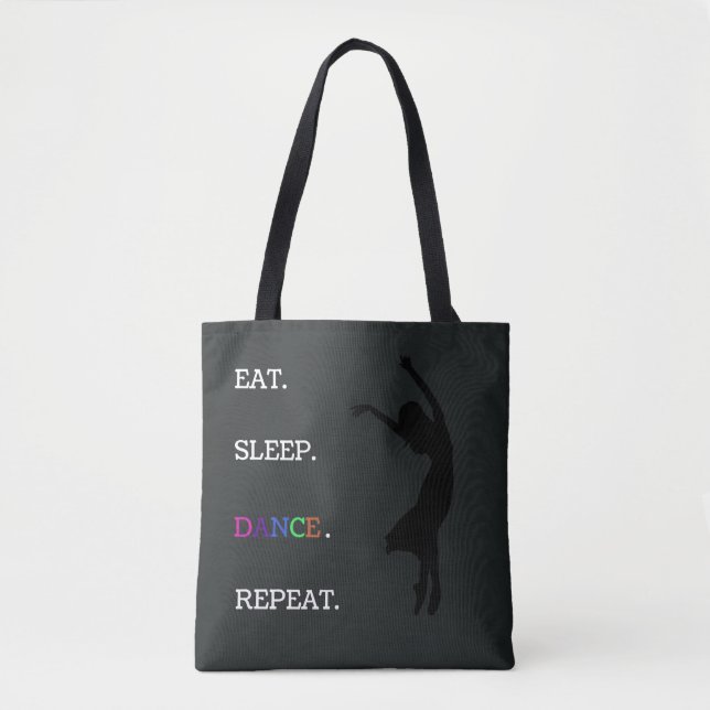 Bolsa Tote Ballerina Silhouette Dance Quote Preto (Frente)