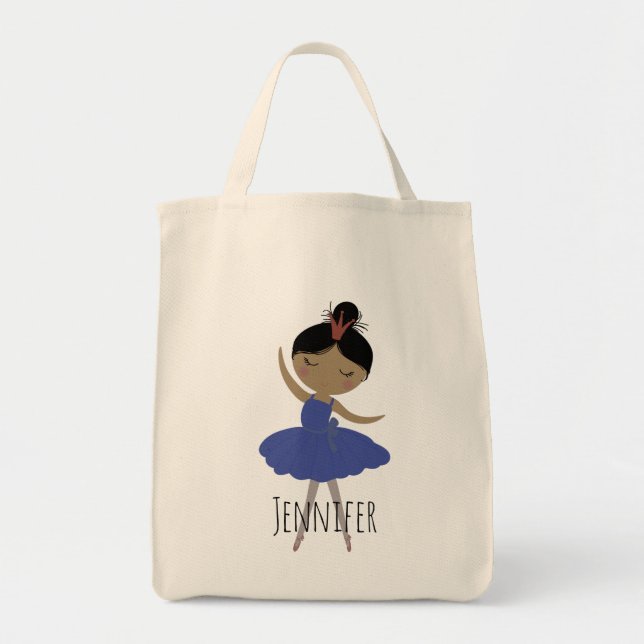 Bolsa Tote Ballerina Tote Bag, Garota de Pele Castanha Doce (Frente)