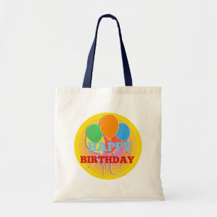 Bolsa Tote Balões de Feliz Aniversário de Cor Brilhante