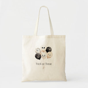 Bolsa Tote Balões de Halloween Preto Creme Aranha
