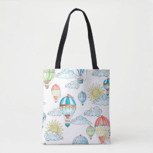 Bolsa Tote Balões Vintage: Whimsical Watercolor Sem Costura.