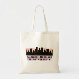 Bolsa Tote Baltimore Skyline Latitude e Longitude